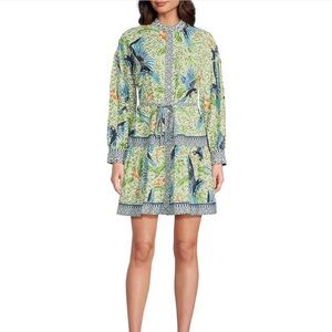 Tropical Print Long Sleeve Dress Alex Marie Wren Bird